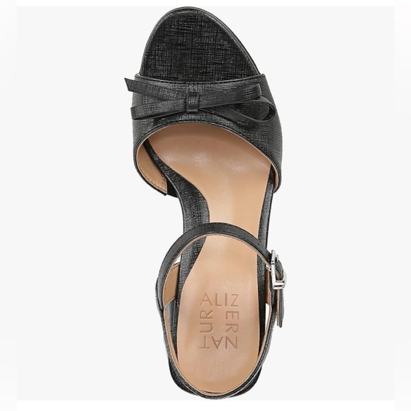 Naturalizer Deandra Black Bow Block Heeled Sandals 8 Wide - Picture 4 of 16